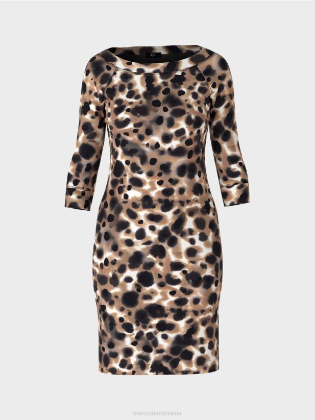 rochie elastică din bumbac Marc Cain cafea ușoară îmbrăcăminte 4826HH49