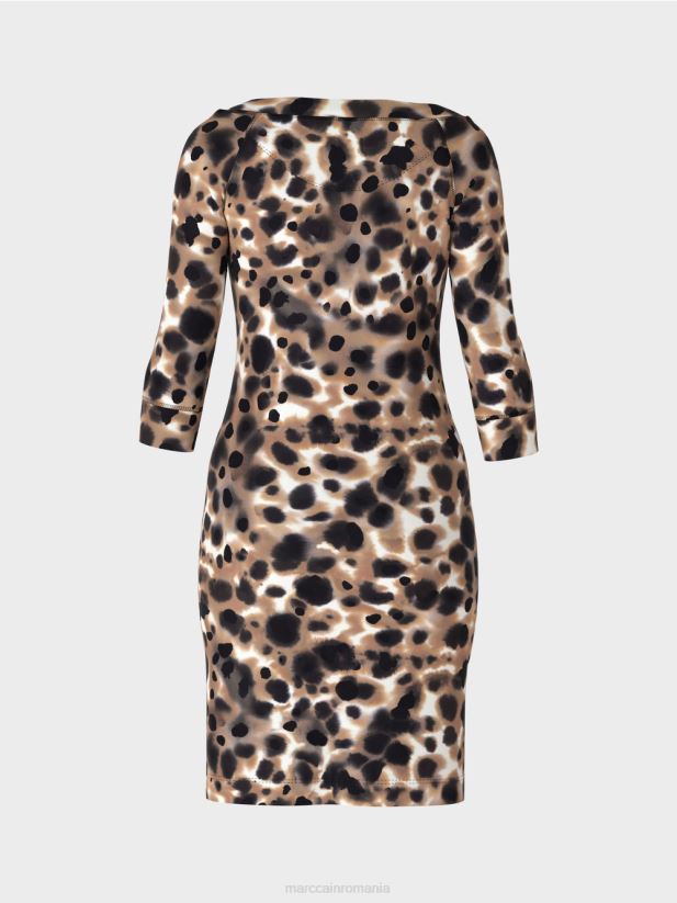 rochie elastică din bumbac Marc Cain cafea ușoară îmbrăcăminte 4826HH49