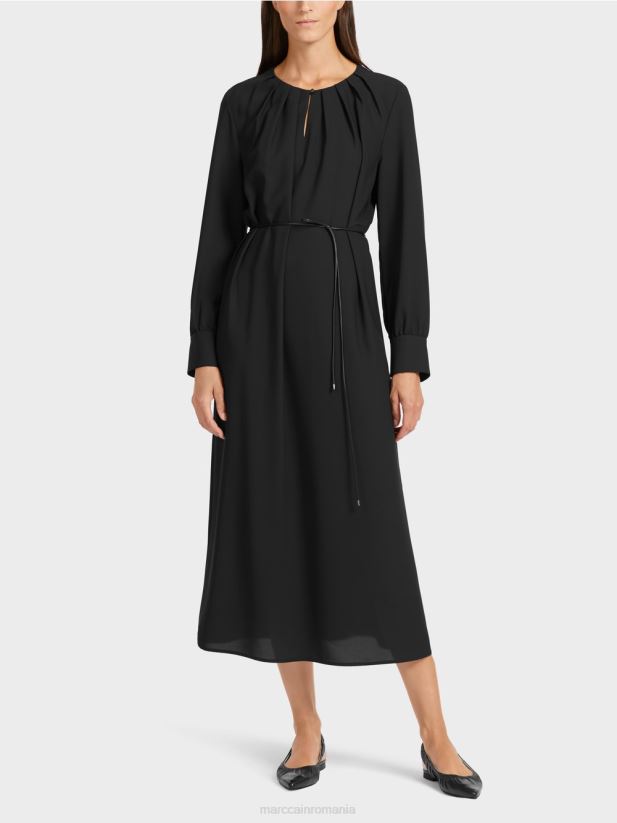 rochie elegantă cu aspect retro Marc Cain negru îmbrăcăminte 4826HH130