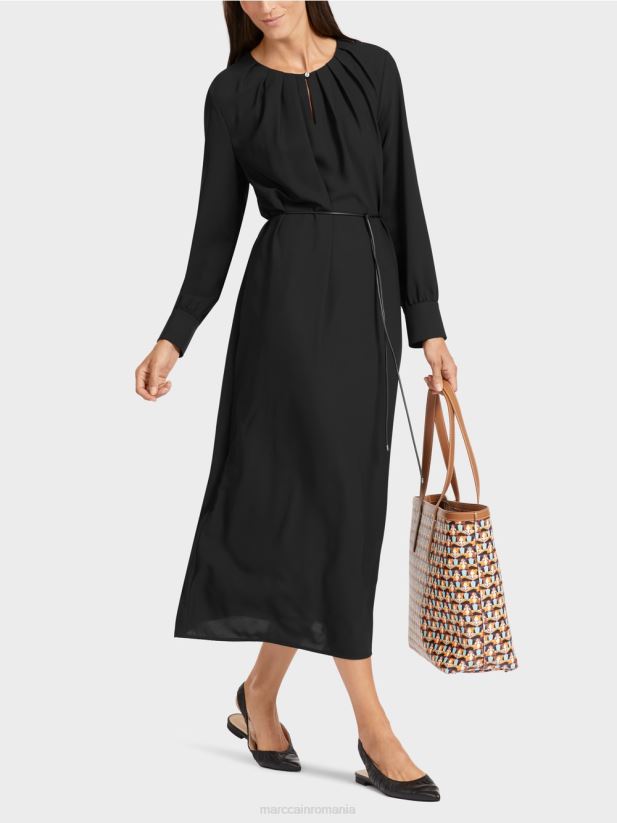 rochie elegantă cu aspect retro Marc Cain negru îmbrăcăminte 4826HH130