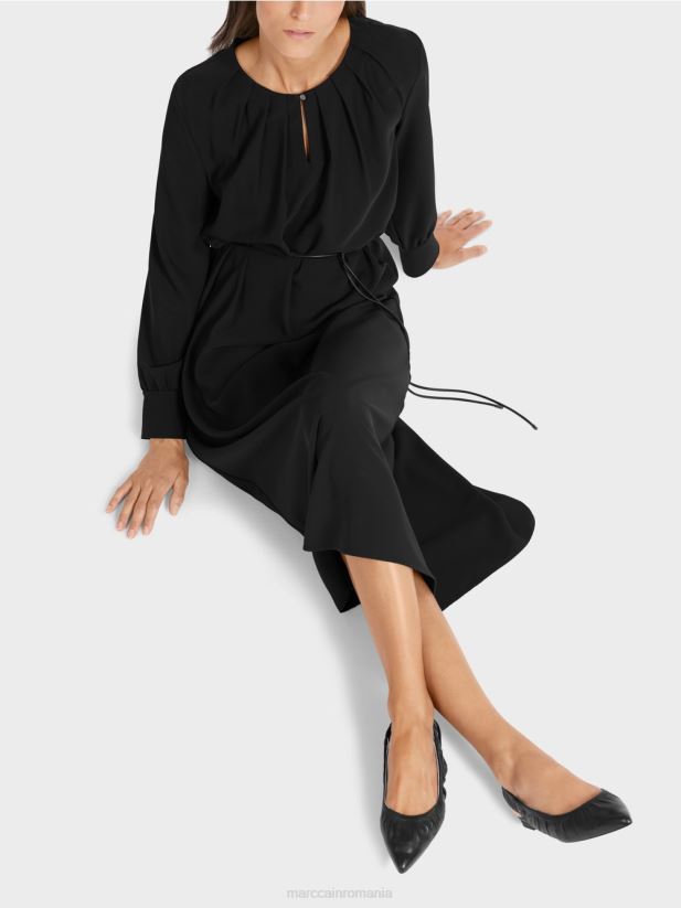 rochie elegantă cu aspect retro Marc Cain negru îmbrăcăminte 4826HH130