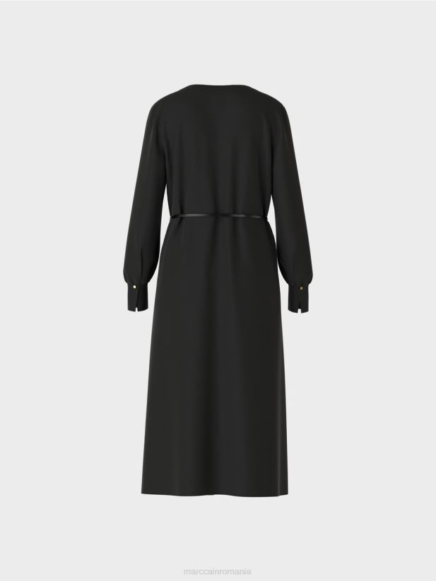 rochie elegantă cu aspect retro Marc Cain negru îmbrăcăminte 4826HH130