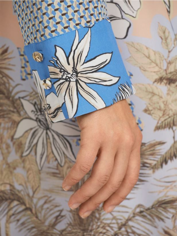 rochie eleganta camasa cu mix de modele Marc Cain bronz strălucitor îmbrăcăminte 4826HH101