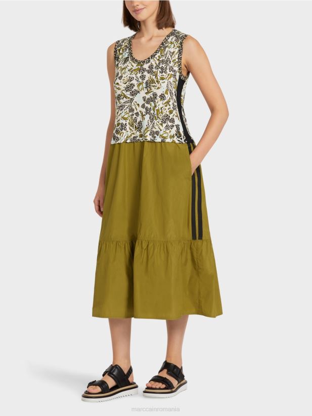 rochie etajată cu stil și amestec de materiale Marc Cain luminator moale îmbrăcăminte 4826HH113