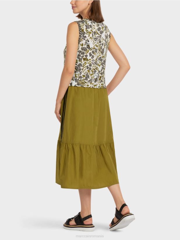 rochie etajată cu stil și amestec de materiale Marc Cain luminator moale îmbrăcăminte 4826HH113