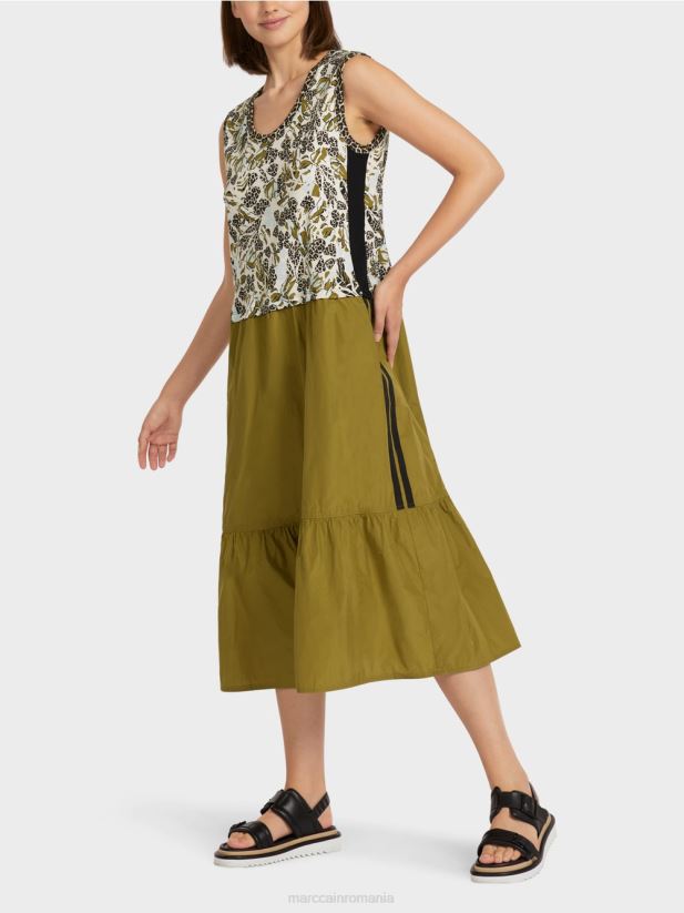 rochie etajată cu stil și amestec de materiale Marc Cain luminator moale îmbrăcăminte 4826HH113