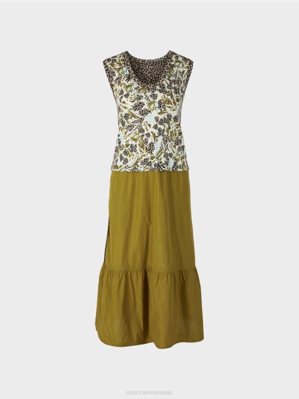 rochie etajată cu stil și amestec de materiale Marc Cain luminator moale îmbrăcăminte 4826HH113