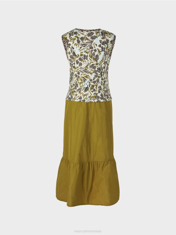 rochie etajată cu stil și amestec de materiale Marc Cain luminator moale îmbrăcăminte 4826HH113