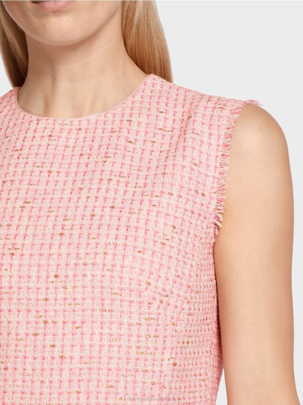 rochie fără mâneci cu o fustă panou Marc Cain roz moale îmbrăcăminte 4826HH79