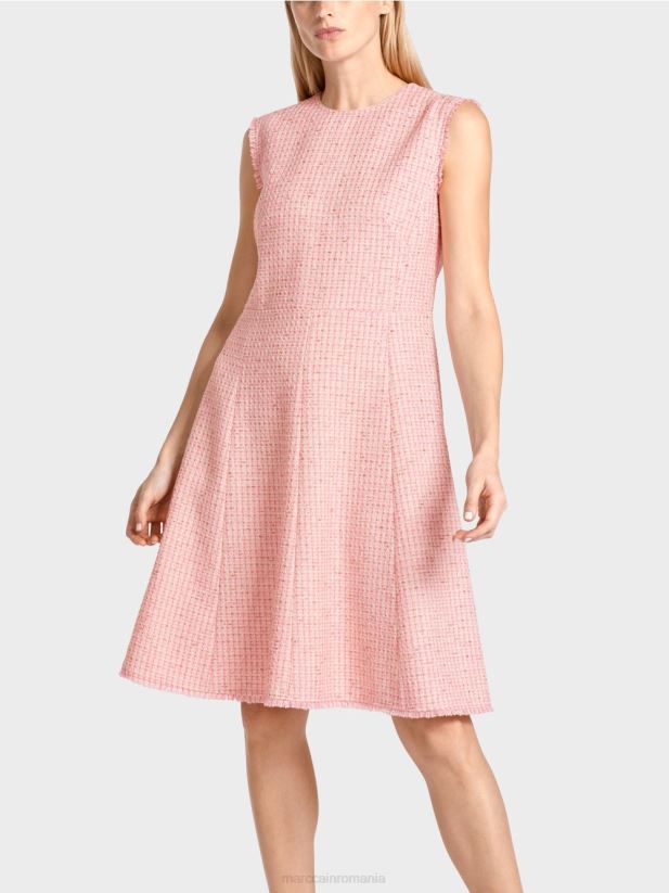 rochie fără mâneci cu o fustă panou Marc Cain roz moale îmbrăcăminte 4826HH79