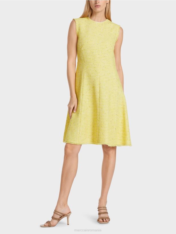 rochie fără mâneci cu o fustă panou Marc Cain verde lamaie îmbrăcăminte 4826HH76