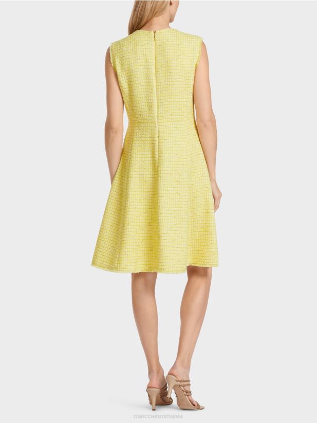 rochie fără mâneci cu o fustă panou Marc Cain verde lamaie îmbrăcăminte 4826HH76