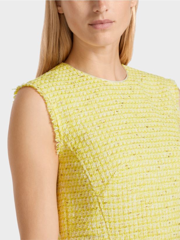 rochie fără mâneci cu o fustă panou Marc Cain verde lamaie îmbrăcăminte 4826HH76