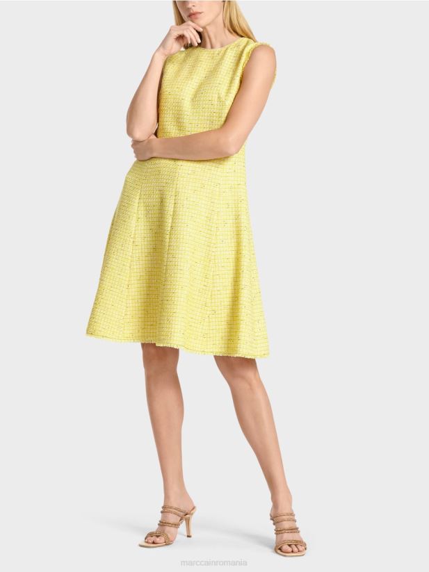 rochie fără mâneci cu o fustă panou Marc Cain verde lamaie îmbrăcăminte 4826HH76