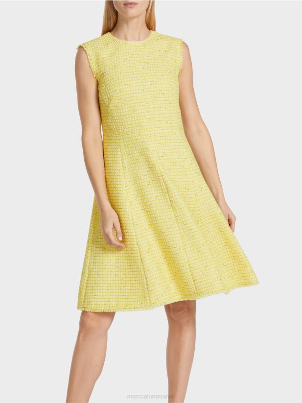 rochie fără mâneci cu o fustă panou Marc Cain verde lamaie îmbrăcăminte 4826HH76