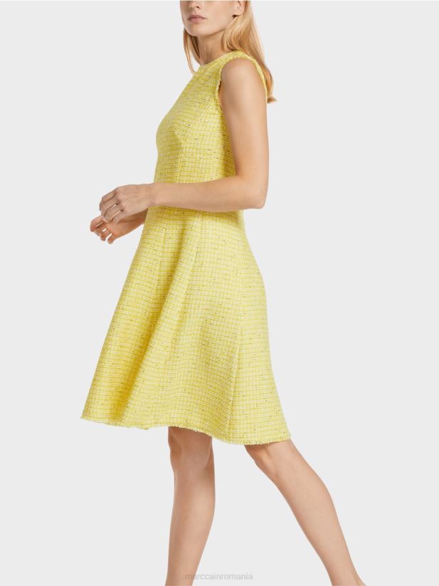 rochie fără mâneci cu o fustă panou Marc Cain verde lamaie îmbrăcăminte 4826HH76