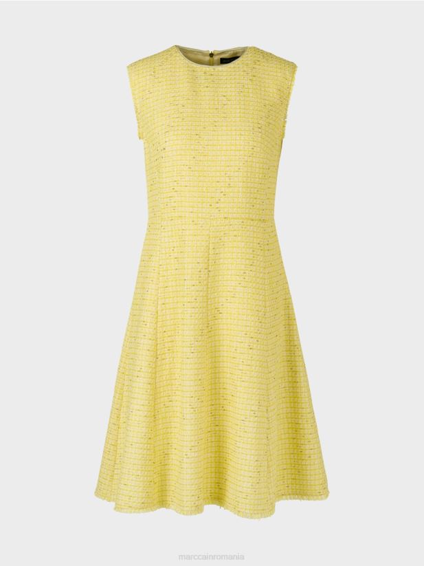 rochie fără mâneci cu o fustă panou Marc Cain verde lamaie îmbrăcăminte 4826HH76