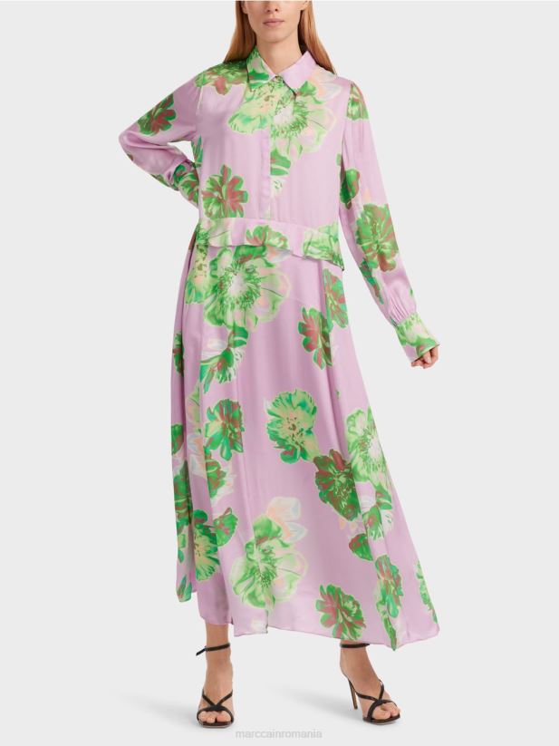 rochie feminina cu guler Marc Cain lavandă strălucitoare îmbrăcăminte 4826HH7