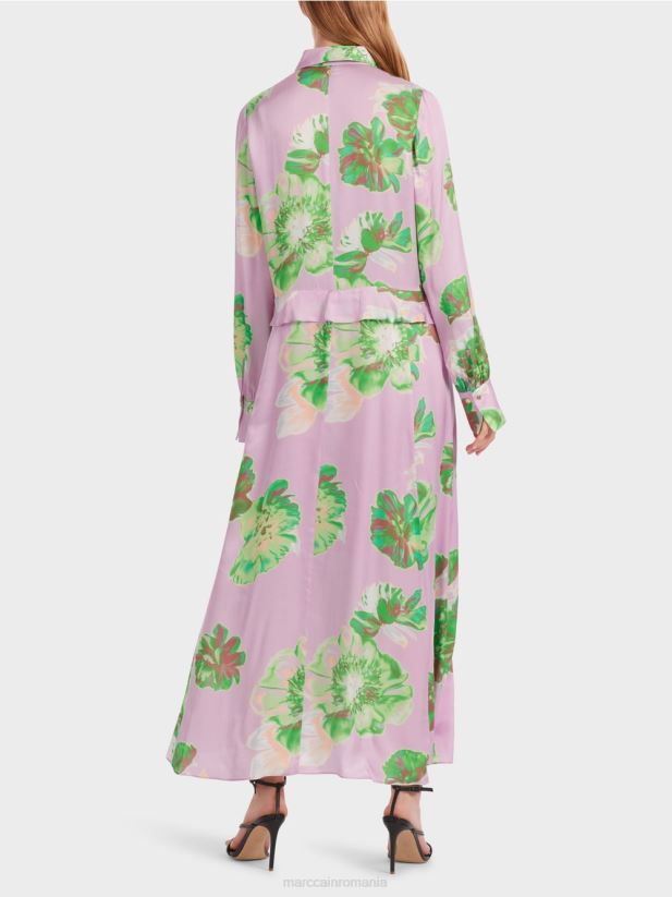 rochie feminina cu guler Marc Cain lavandă strălucitoare îmbrăcăminte 4826HH7