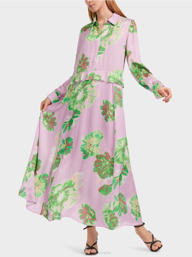 rochie feminina cu guler Marc Cain lavandă strălucitoare îmbrăcăminte 4826HH7