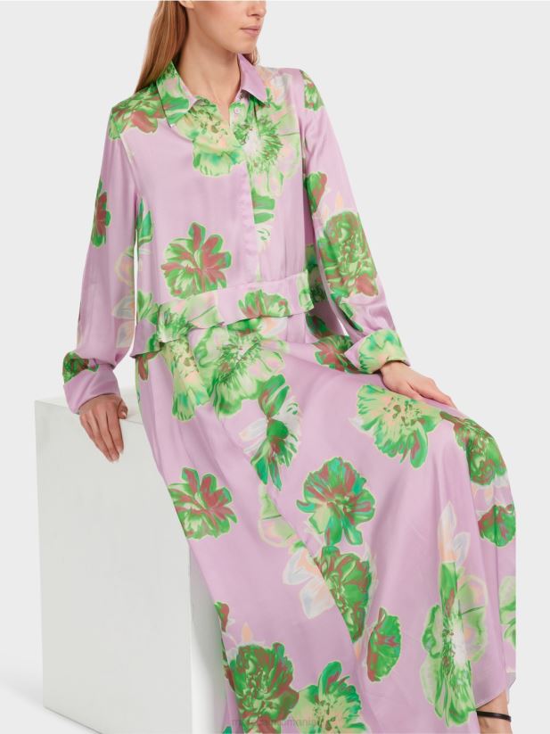 rochie feminina cu guler Marc Cain lavandă strălucitoare îmbrăcăminte 4826HH7