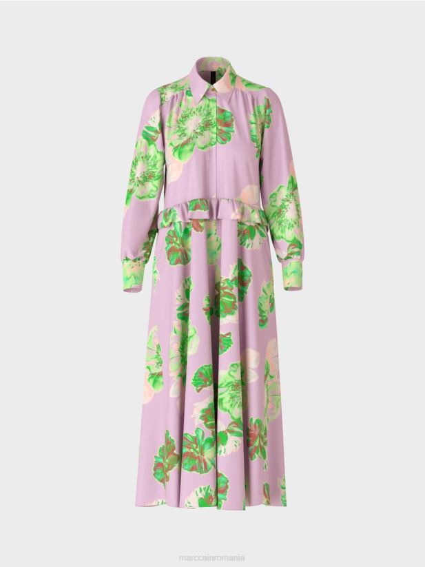 rochie feminina cu guler Marc Cain lavandă strălucitoare îmbrăcăminte 4826HH7