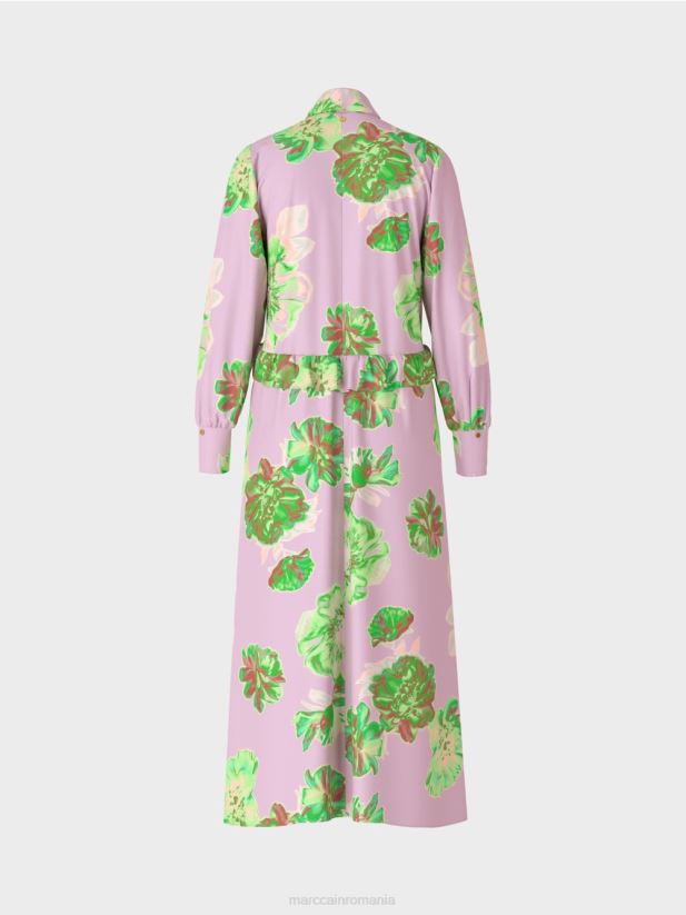 rochie feminina cu guler Marc Cain lavandă strălucitoare îmbrăcăminte 4826HH7