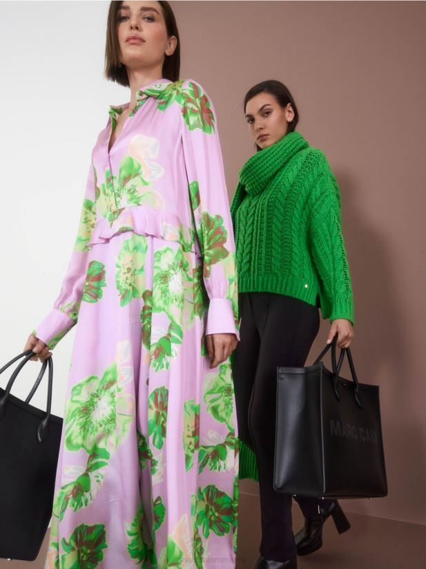 rochie feminina cu guler Marc Cain lavandă strălucitoare îmbrăcăminte 4826HH7