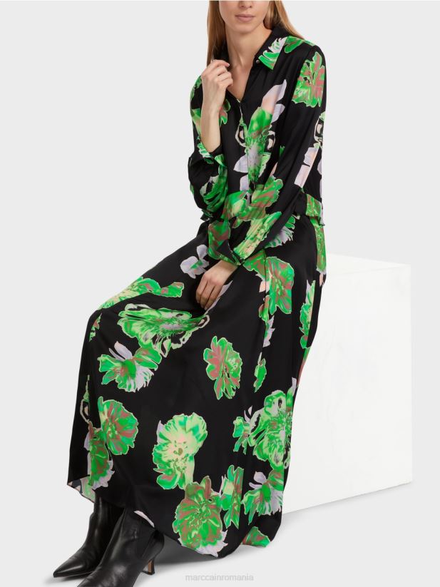 rochie feminina cu guler Marc Cain negru îmbrăcăminte 4826HH12