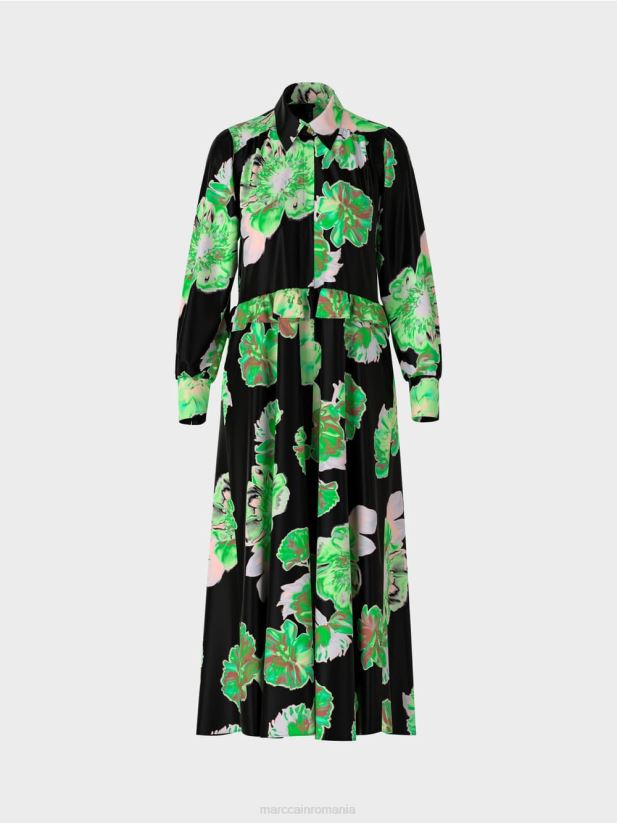 rochie feminina cu guler Marc Cain negru îmbrăcăminte 4826HH12