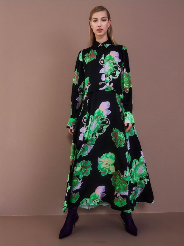 rochie feminina cu guler Marc Cain negru îmbrăcăminte 4826HH12