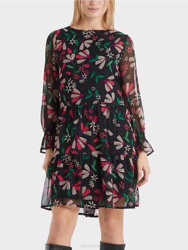 rochie feminina cu imprimeu de flori Marc Cain magenta îmbrăcăminte 4826HH147