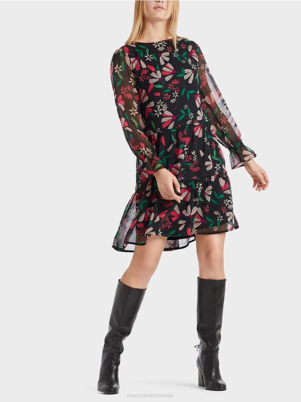 rochie feminina cu imprimeu de flori Marc Cain magenta îmbrăcăminte 4826HH147