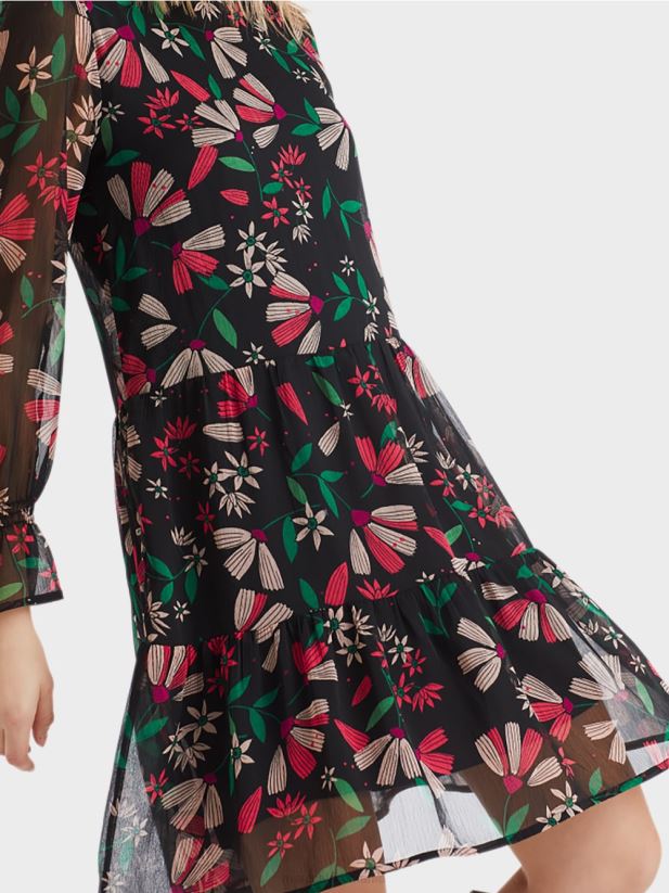 rochie feminina cu imprimeu de flori Marc Cain magenta îmbrăcăminte 4826HH147