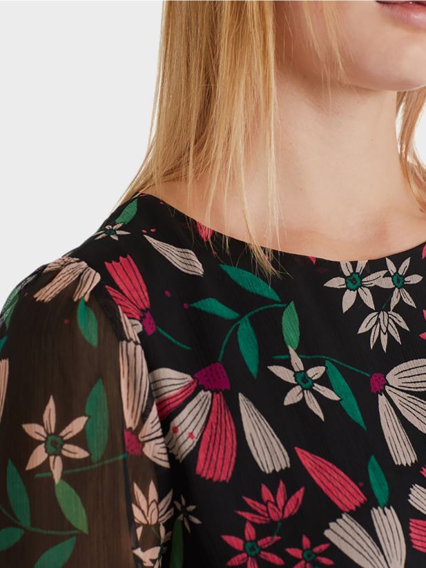 rochie feminina cu imprimeu de flori Marc Cain magenta îmbrăcăminte 4826HH147