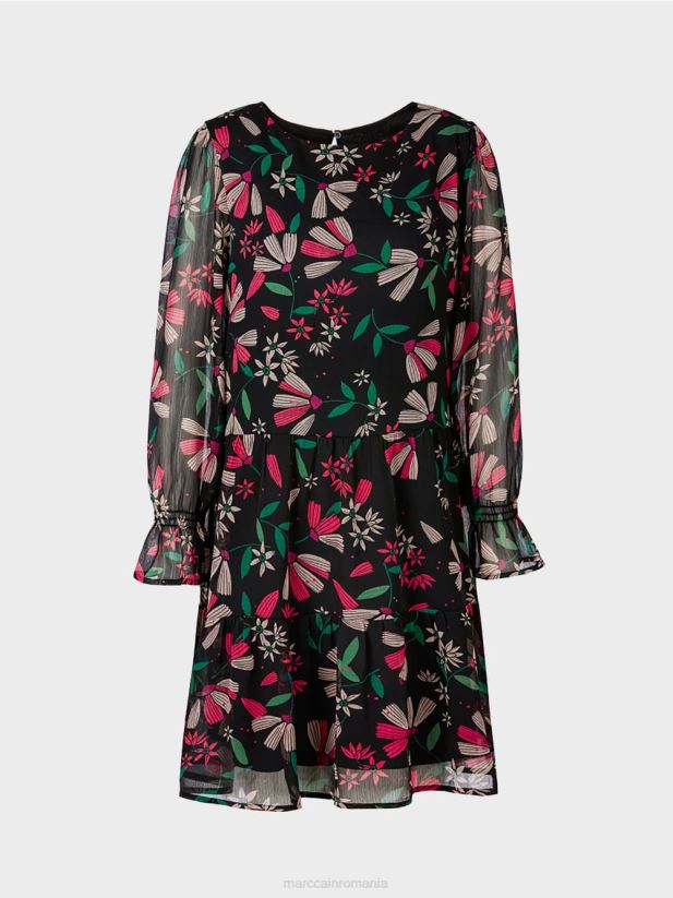 rochie feminina cu imprimeu de flori Marc Cain magenta îmbrăcăminte 4826HH147