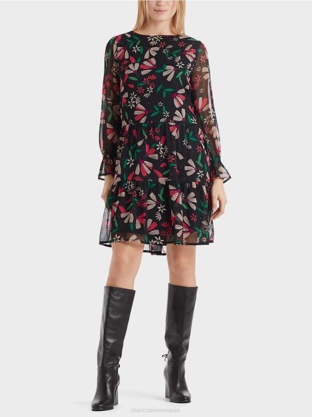 rochie feminina cu imprimeu de flori Marc Cain magenta îmbrăcăminte 4826HH147