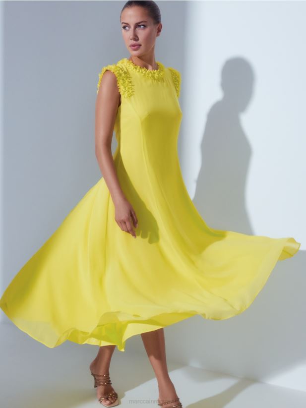 rochie festivă „regândiți împreună”. Marc Cain verde lamaie îmbrăcăminte 4826HH81