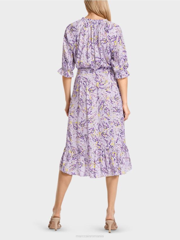 rochie imprimata cu efect de infasurare Marc Cain liliac strălucitor îmbrăcăminte 4826HH80