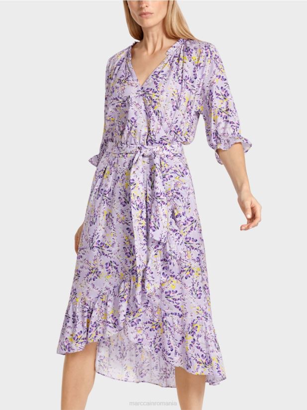 rochie imprimata cu efect de infasurare Marc Cain liliac strălucitor îmbrăcăminte 4826HH80