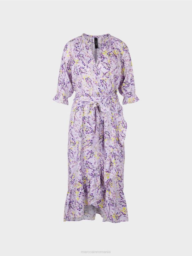 rochie imprimata cu efect de infasurare Marc Cain liliac strălucitor îmbrăcăminte 4826HH80