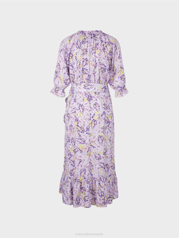 rochie imprimata cu efect de infasurare Marc Cain liliac strălucitor îmbrăcăminte 4826HH80