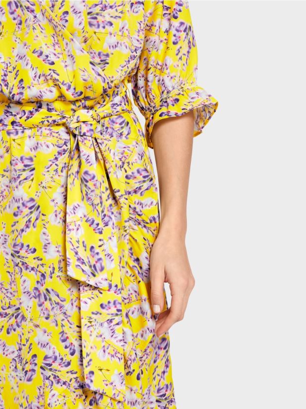 rochie imprimata cu efect de infasurare Marc Cain verde lamaie îmbrăcăminte 4826HH75