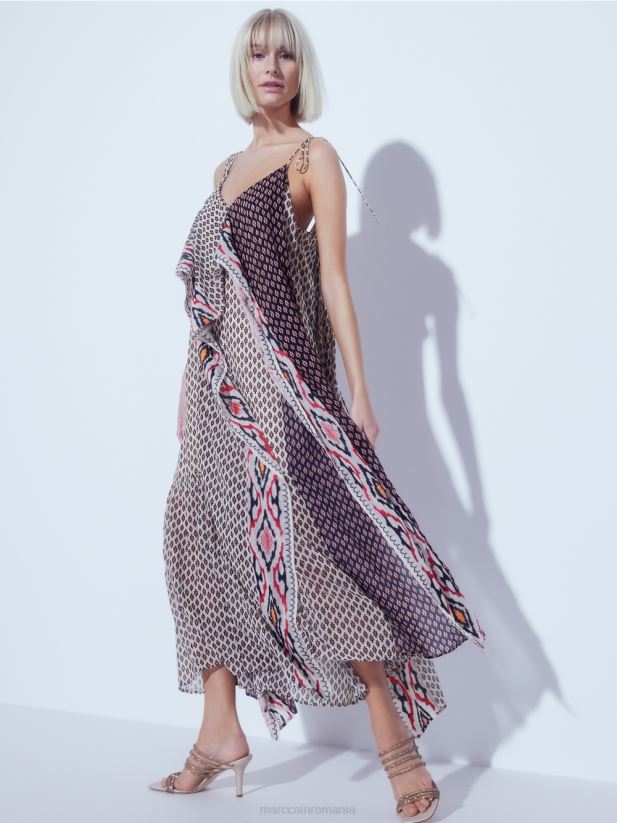 rochie in stil boho Marc Cain cremă îmbrăcăminte 4826HH61