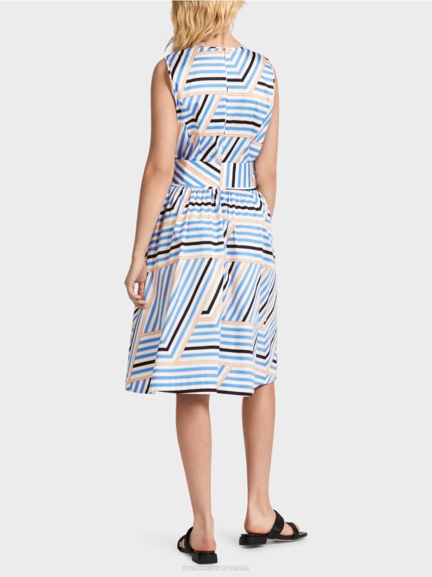 rochie jucăușă cu dungi cu sigla mc Marc Cain azur îmbrăcăminte 4826HH51