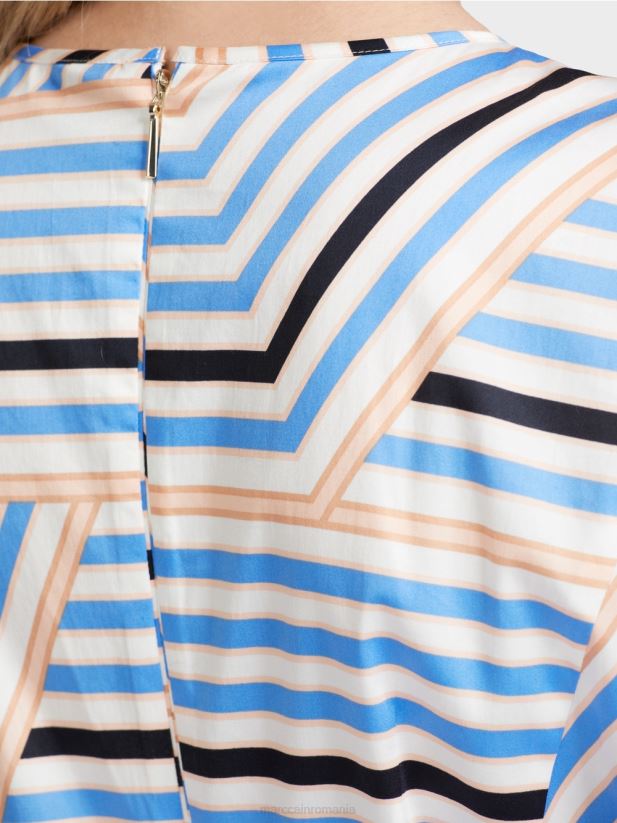 rochie jucăușă cu dungi cu sigla mc Marc Cain azur îmbrăcăminte 4826HH51