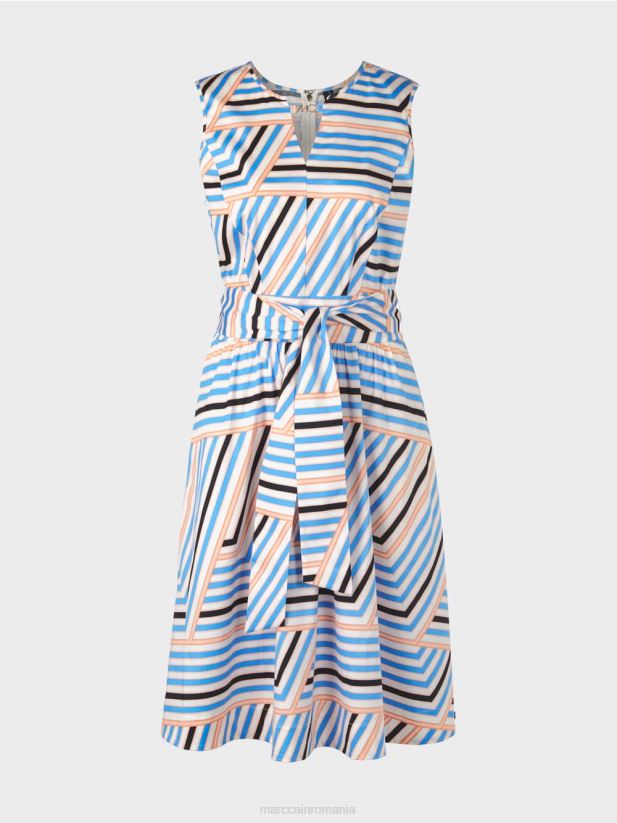 rochie jucăușă cu dungi cu sigla mc Marc Cain azur îmbrăcăminte 4826HH51