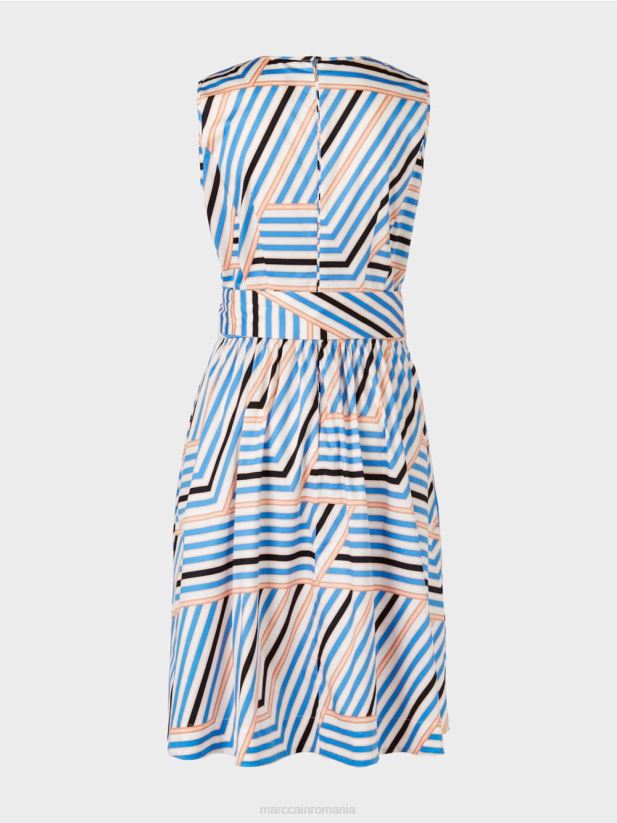 rochie jucăușă cu dungi cu sigla mc Marc Cain azur îmbrăcăminte 4826HH51