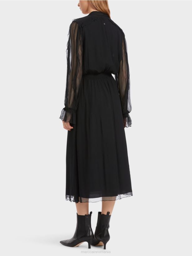 rochie jucăușă din șifon șifonat Marc Cain negru îmbrăcăminte 4826HH6