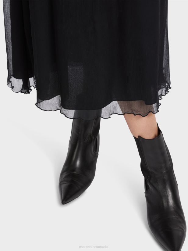 rochie jucăușă din șifon șifonat Marc Cain negru îmbrăcăminte 4826HH6